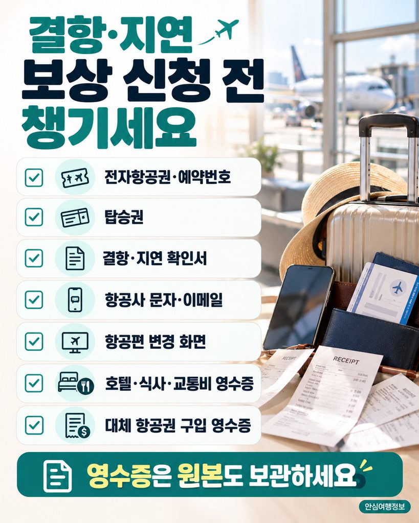 안심여행정보 결항지연 보상신청 증빙자료